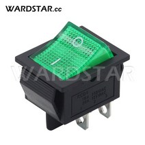 KCD4 래칭 로커 스위치 ON-OFF 4 핀 2 전기 장비 I/O 조명 포함 16A 250VAC/20A, 02 Green with LED 4P