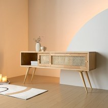 D130 라탄 원목 슬림 거실장 1200 2colors, 월넛