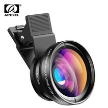 카메라렌즈 캐논 호환 렌즈 시그마 APEXEL Professional 2 IN 1 휴대폰 카메라 렌즈 키트 사진 광각 및 매, 01 Black