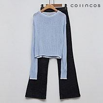 [코인코즈] 베이직 라운드 배색 긴팔 크롭 니트 (IY3SP1130)