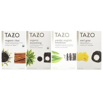 타조 티 블랙티 버라이어티 20티백 4박스 Tazo Black Tea 4 Flavor Variety Pack Sampler (Pack of 4 80 Bags Total), 1set