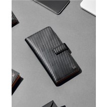 23SS [CARBON CLASSIC][카본 클래식] 블랙 타탄 엠보 카본 가죽 브라운 콤비 핸드폰지갑 DBHO3E403BK