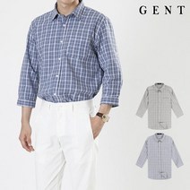 겐트옴므 남성용 파스텔 스티치 체크 7부셔츠_GS9208C