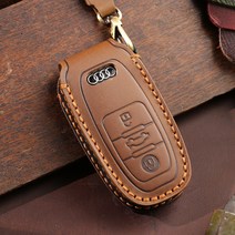 벤오토 아우디 A3 A4 A5 A6 A7 A8 Q3 Q5 Q7 SQ5 R8 TT 스마트키 가죽케이스 3 버튼 키링 키홀더 (S2-AA ADA), 브라운, S2-AA