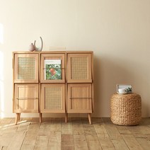 라탄 플랩도어 6문 수납장, 네추럴