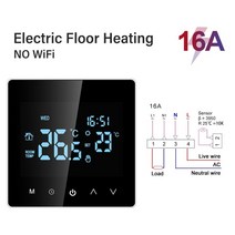 실내 온도 조절기 보일러 3a16a tuya wifi 스마트 스위치 컨트롤러 전기 바닥 난방 물가스 alexa google home, 와이파이 전기 없음
