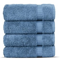 [미국정품매장] 가성비 추천 Chakir Turkish Linens |호텔 및 스파 퀄리티 100% 면 고급 터키산 타월 | 부드럽고 흡수력이 좋습니다(수건 4개 하얀색), Wedgewood_4-Piece Washcloths