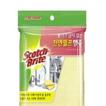 천연펄프 행주 1매입 파란색 키친타올 수세미, 노란색