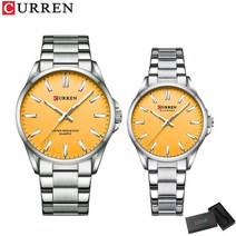 CURREN 연인을 위한 패션 커플 시계 심플한 클래식 쿼츠 스테인레스 스틸 팔찌 손목 야광