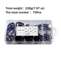 EM가이드 낚싯대용 가이드 링 75 개/상자 스테인레스 스틸 낚싯대 가이드 스피닝로드 가이드 세트 #6-#30, 검정