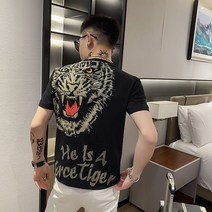 남자 호랑이 프린팅 반팔 티셔츠 티 임인년 2022 블랙 화이트 힙합 쇼미 빅사이즈 래퍼