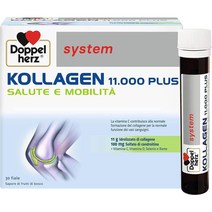 Doppelherz Doppelherz system KOLLAGEN 11000 PLUS - 콜라겐 비타민 미량원소 등이 함유된 뼈 관절 힘줄용 식품 보충제 - 글루텐 및 유, 4개
