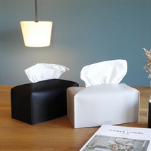 모던 가죽 티슈케이스 대형 각티슈 커버 휴지, 화이트