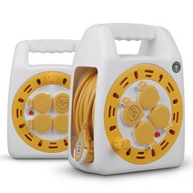 러그 캠핑용릴선 코드릴 3구 USB 2port 20미터, 화이트옐로우