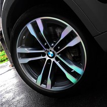 [브레든] BMW X6 차량용품 휠스티커 20인치 튜닝 홀로그램 무지개휠, 20인치_유광헤어라인실버