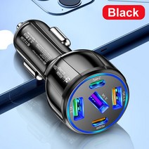 폰충전기 자동차시거잭 충전기선 C타입 USB 차량용 충전기 폰 샤오미 헬퍼 화웨이 삼성 호환 호환용 QC3.0 PD 5 포트 75W, [01] Black 3USB 2PD