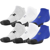 Under Armour 성인용 퍼포먼스 테크 노쇼 양말 스틸 모음 미디엄 6쌍 448428, Royal Assorted (6-pairs)_X-Lar