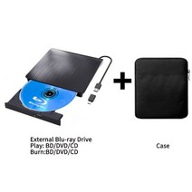 블루레이 플레이어 ODD 외부 외장형 USB 3.0 Blu-ray 버너 4K CD/DVD/BD 플레이어 라이터 외부 드라이브 CD, 02 Blu-ray- Black-Case