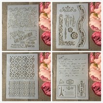 스텐실도안 4 개대 a4 파리 타워 봉투 풍선 diy 레이어링 그림 스크랩북 색칠 엠보싱 앨범 장식 템플릿, 4개 세트 c