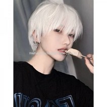 20대 남자가발 코스플레이 변장 이미지변신 남성미용, 화이트