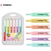 스타빌로 스윙쿨 파스텔 마일드라이너 형광펜 6색 세트, 1세트