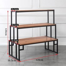 신발 전시대 운동화 신발장 소품 정리 디스플레이 매장용 랙, 3단 브라운+블랙120x50x120