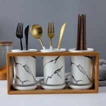 [새학기맞이 50% 반값세일] 네이처타임즈 나무 도자기 숟가락통 3구, 돌무늬