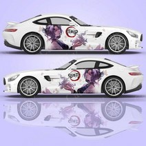 수전사필름 카본시트지 크롬도색 차량 랩핑 car sticker demon slayer side car wraping vehicle side 그래픽 패턴 kochou anime, 1, 양쪽