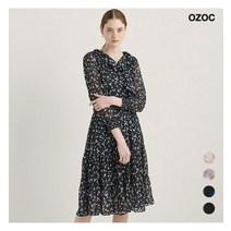 오조크 여성 넥 프릴 캉캉 플로럴 원피스