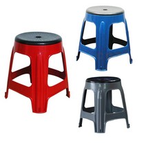 야외용 플라스틱 원형 보조 의자 편의점 포장마차 홈포차 옥상 베란다 행사용 실외 의자, 빨강