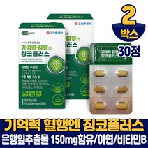 [담다] 기억력 혈행 징코 플러스 30정 진코 빌로바 GINKGO 은행잎추출물 7중 복합 기능성 건강기능식품 남성 여성, 2개