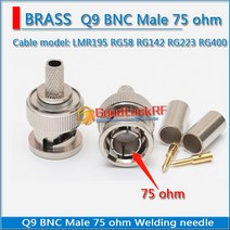 고75 ohm Q9 BNC 수 크림프 LMR95 RG58 RG42 RG223 RG400 RF 커넥터 어댑터 저, 한개옵션0