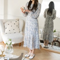 일상화보 레아 여성 롱 쉬폰 원피스 하객룩