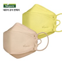 네퓨어 프리미엄 KF94 대형 황사 미세먼지 끈조절 컬러 마스크, 프리미엄 KF94 연한황색+노란색 30매씩