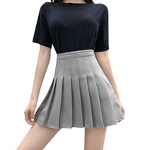 여성 프레피 스타일 하이 허리 고기 색깔 미니 스케이터 스커트 주름 A- 라인 플레어 밑단 기본 테니스 스커트 반바지
