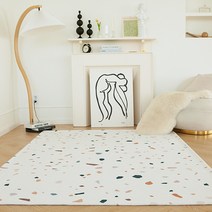 캔버스 테라조 먼지없는 사계절 물세탁 식탁 아이방 침대 거실 러그 2color