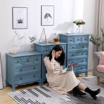 빈티지캐비닛 다기능수납장 유럽식 우드 심플, 베이지 5통 60x35x63 짐을 싸다