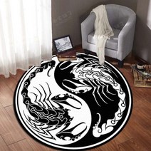 단모 스웨덴 미니 침대밑 방바닥 대형 원형 곰돌이 스마일 러그 카페트 yin-yang