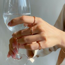 오운 14K 할로우 골드 파이프 2mm 여성 레이어드 금 반지