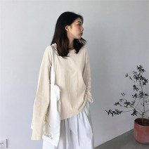 긴팔라운드티셔츠 사쿠라다 가와시마 CHIC 홍콩무드 롱슬리브티 여성 초여름 와이드 루즈핏 키치한 가을 상의 559612391