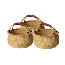 볼가바구니 미디움 내추럴라운드 손잡이바구니 라탄 간식 과일 트레이 수납바스켓 감성