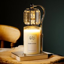 캔들백화점 롱스퀘어 크리스탈 ELSA 캔들워머+소이캔들 대용량 1000ml 대왕캔들 세트, ELSA 실버화이트+클린코튼
