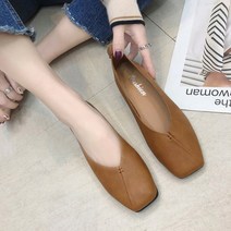 도오빠 요타 여성 플랫슈즈 가죽 단화 1.5CM 로우힐 여자플랫슈즈 스퀘어토 여자단화 통굽 신발