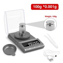초정밀 고정밀 0.001g 실험실 전자 저울 NEWACALOX 정밀 디지털 보석 50g100g200g USB 전원 무게 LCD 미니 실험실, 협력사, 8068GY-100G 저울
