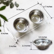 고양이 밥그릇 강아지 물그릇 식기 그릇이있는 고양이와 개를 위한 아크릴 상승 애완 동물 스탠드 제기 식품 및 물 그릇 유리 그릇이 있는 피더, [04] C