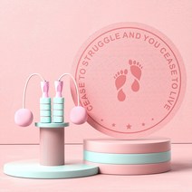 tpe 요가 매트 실내 무음 미끄럼 방지 충격 완화 두꺼운 원형 헬스 댄스 스포츠 줄넘기 매트, 줄넘기 세트 핑크발 모델 + 핑크 퍼플 줄넘기, 6mm(초보자)