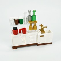 요고요 레고 호환 블록 미니모델 소품 커스텀 악세서리 가구 나무 정원 주방 놀이공원 피규어 디오라마, 29. 싱크대와 주방 수납장