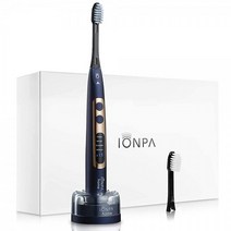 IONIC KISS IONPA DP 펄 화이트 홈 프리미엄 USB 충전식 이온 파워 전동 칫솔 칫솔질 타이머 4가지 모드 부드러운 확장 필라멘트 브러시 헤드 2개 일본 제조, Navy Blue