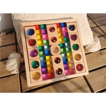 몬테소리 원목교구 가베 완구 블록 아크릴 유리 큐브 완구 레인보우 컬러 발도르프 우드, lucite set 53, M
