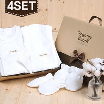 [오가닉붐]착한 유기농 베이직 4종 선물 세트[저고리 싸보 손 발싸개 4종]